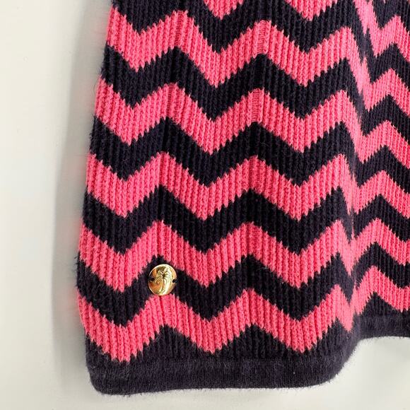Lilly Pulitzer Little Santana Chevron Sweater Dress Pink & Black Medium (6/7) - Picture 6 of 6